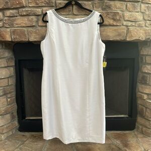 NWT Preston & York silver sleeveless dress w/ pearl & silver embellishments. 16
